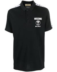 schwarzes besticktes Polohemd von Moschino