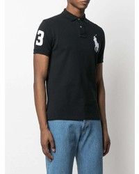 schwarzes besticktes Polohemd von Polo Ralph Lauren