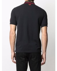 schwarzes besticktes Polohemd von Raf Simons X Fred Perry