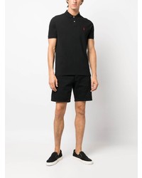 schwarzes besticktes Polohemd von Polo Ralph Lauren