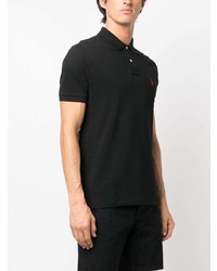 schwarzes besticktes Polohemd von Polo Ralph Lauren