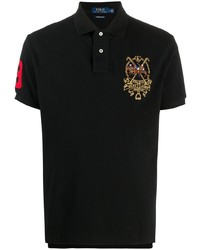 schwarzes besticktes Polohemd von Polo Ralph Lauren