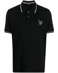 schwarzes besticktes Polohemd von PS Paul Smith