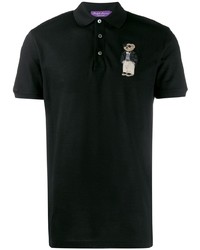 schwarzes besticktes Polohemd von Ralph Lauren Purple Label