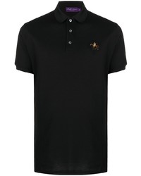 schwarzes besticktes Polohemd von Ralph Lauren Purple Label