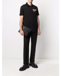 schwarzes besticktes Polohemd von Versace