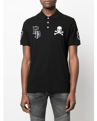 schwarzes besticktes Polohemd von Philipp Plein