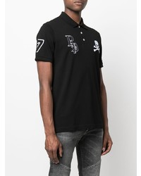 schwarzes besticktes Polohemd von Philipp Plein