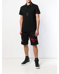 schwarzes besticktes Polohemd von Philipp Plein