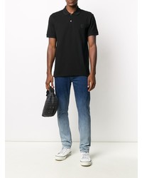 schwarzes besticktes Polohemd von Alexander McQueen