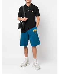 schwarzes besticktes Polohemd von Moschino