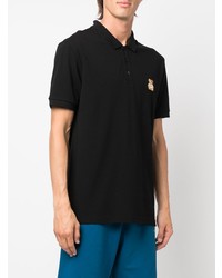 schwarzes besticktes Polohemd von Moschino