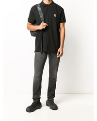 schwarzes besticktes Polohemd von Moschino