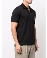 schwarzes besticktes Polohemd von Giorgio Armani