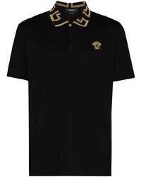 schwarzes besticktes Polohemd von Versace