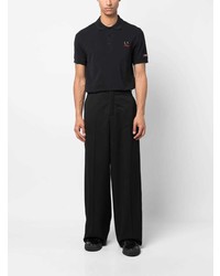 schwarzes besticktes Polohemd von Fred Perry