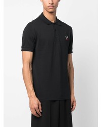 schwarzes besticktes Polohemd von Fred Perry