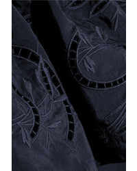 schwarzes besticktes schulterfreies Oberteil aus Seide von Tibi