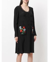 schwarzes besticktes Shirtkleid von Sonia Rykiel