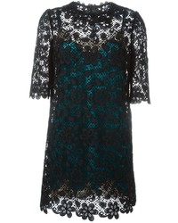 schwarzes besticktes Spitzekleid von Dolce & Gabbana