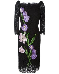 schwarzes besticktes Spitzekleid von Dolce & Gabbana