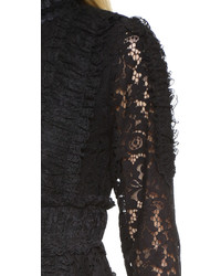 schwarzes besticktes Spitzekleid von Anna Sui