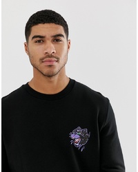 schwarzes besticktes Sweatshirt von ASOS DESIGN