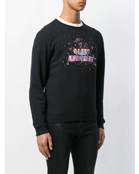 schwarzes besticktes Sweatshirt von Saint Laurent