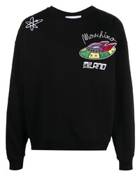 schwarzes besticktes Sweatshirt von Moschino