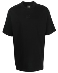 schwarzes besticktes T-Shirt mit einem Rundhalsausschnitt von 44 label group