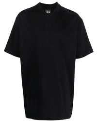 schwarzes besticktes T-Shirt mit einem Rundhalsausschnitt von 44 label group