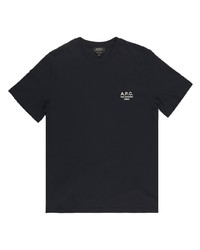 schwarzes besticktes T-Shirt mit einem Rundhalsausschnitt von A.P.C.