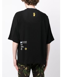 schwarzes besticktes T-Shirt mit einem Rundhalsausschnitt von AAPE BY A BATHING APE