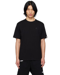 schwarzes besticktes T-Shirt mit einem Rundhalsausschnitt von AAPE BY A BATHING APE