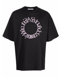 schwarzes besticktes T-Shirt mit einem Rundhalsausschnitt von Acne Studios