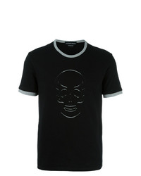 schwarzes besticktes T-Shirt mit einem Rundhalsausschnitt von Alexander McQueen