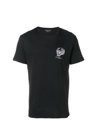 schwarzes besticktes T-Shirt mit einem Rundhalsausschnitt von Alexander McQueen