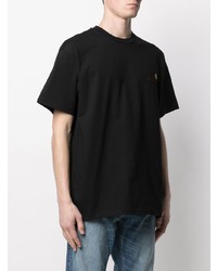 schwarzes besticktes T-Shirt mit einem Rundhalsausschnitt von Carhartt WIP