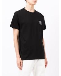 schwarzes besticktes T-Shirt mit einem Rundhalsausschnitt von Loewe