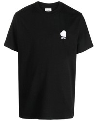 schwarzes besticktes T-Shirt mit einem Rundhalsausschnitt von ARTE
