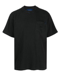 schwarzes besticktes T-Shirt mit einem Rundhalsausschnitt von Awake NY