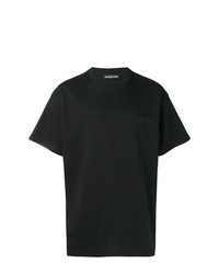 schwarzes besticktes T-Shirt mit einem Rundhalsausschnitt von Balenciaga