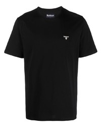 schwarzes besticktes T-Shirt mit einem Rundhalsausschnitt von Barbour