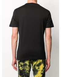 schwarzes besticktes T-Shirt mit einem Rundhalsausschnitt von Versace