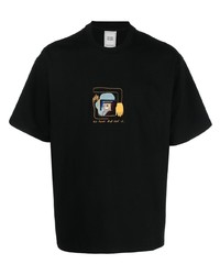 schwarzes besticktes T-Shirt mit einem Rundhalsausschnitt von Bethany Williams