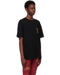 schwarzes besticktes T-Shirt mit einem Rundhalsausschnitt von Ksubi