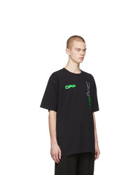 schwarzes besticktes T-Shirt mit einem Rundhalsausschnitt von Off-White