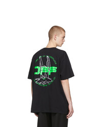 schwarzes besticktes T-Shirt mit einem Rundhalsausschnitt von Off-White