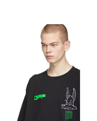 schwarzes besticktes T-Shirt mit einem Rundhalsausschnitt von Off-White