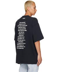 schwarzes besticktes T-Shirt mit einem Rundhalsausschnitt von Vetements